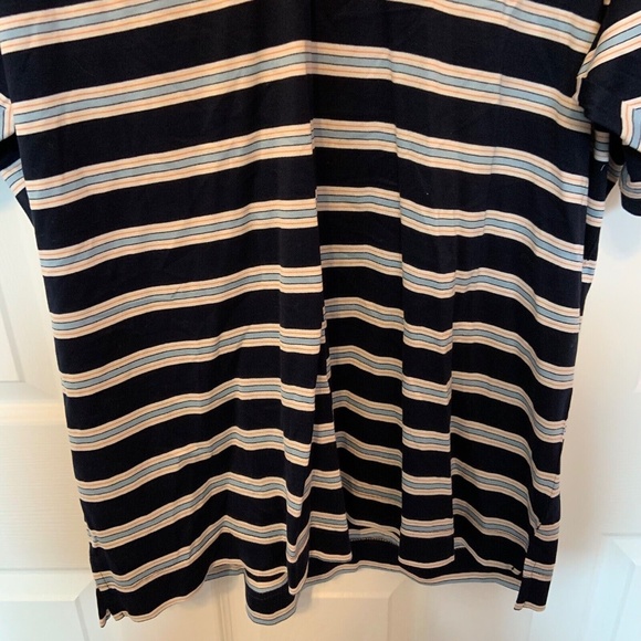 Nautica Men's Mercerized Pima Striped Polo Shirt in Black & White Size L. - Picture 3 of 10